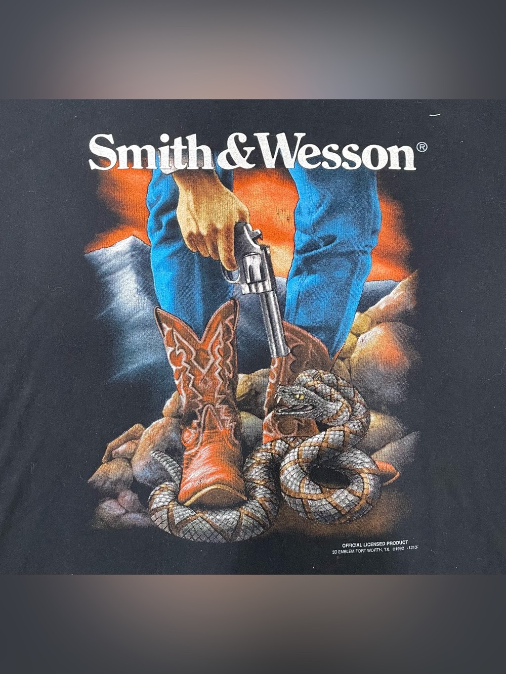 Vintage 3D Emblem Smith And Wesson Cowboy Snake T Shirt - Picture 2 of 11